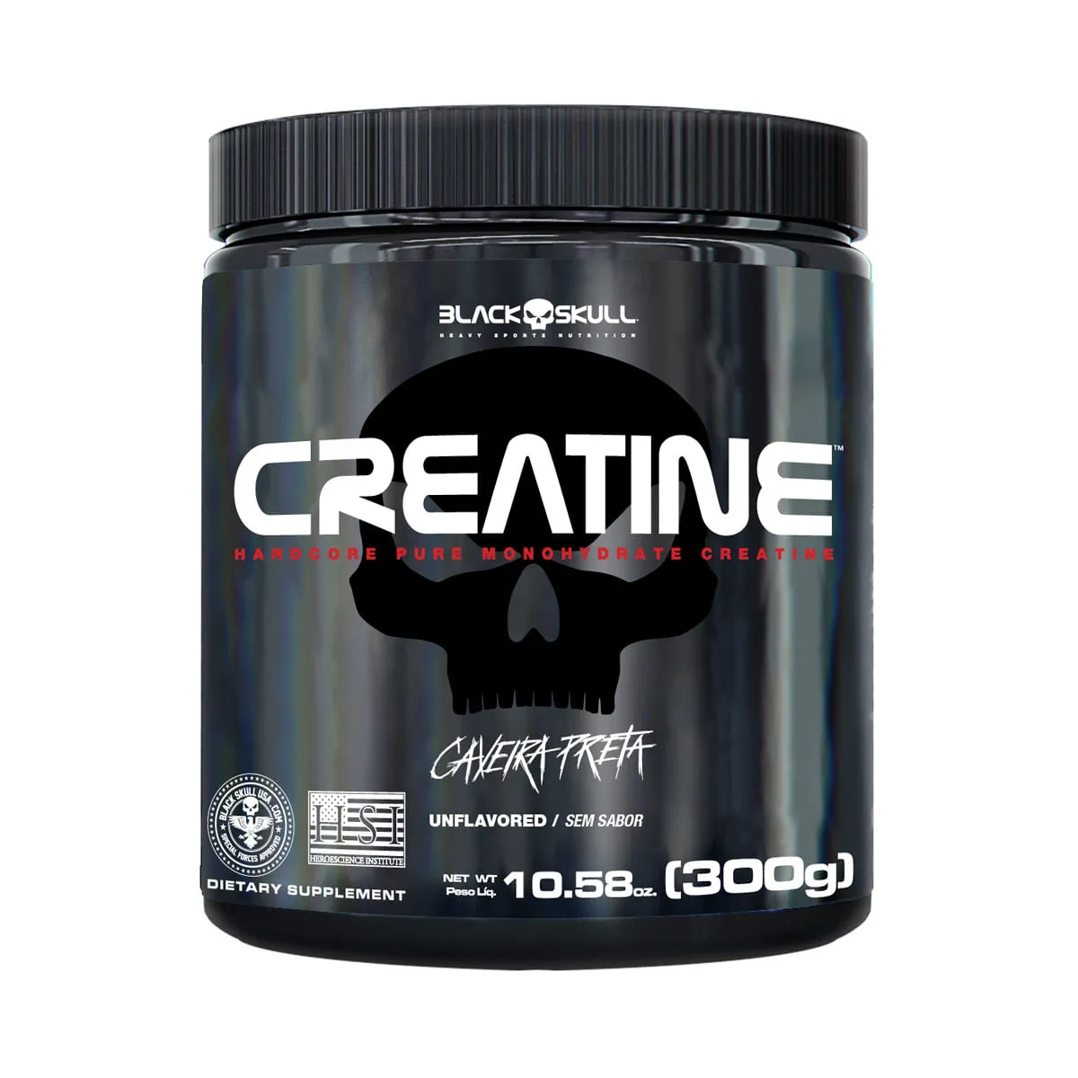 Creatine Pura Caveira Preta 300g - Black Skull